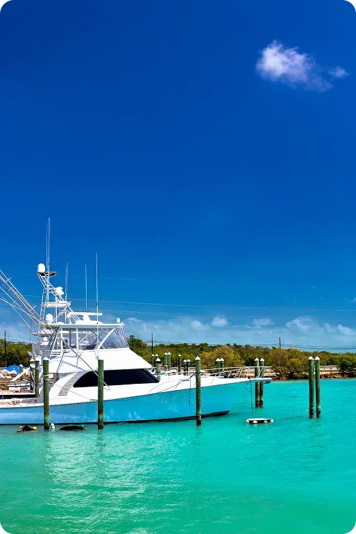 A boat docked at a Southwest Florida marina