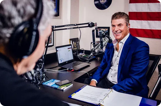 Alfie Tounjian recording the Saving the Investor radio show